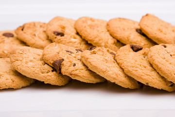 Two rows of cookies laid out on a plate