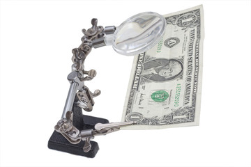 Magnifying optical instrument on white background