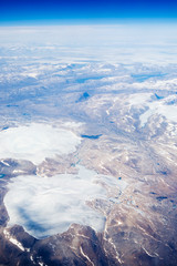 An aerial view of the Baffin Islands in Canada