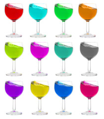 The Multi-coloured wine glasses...