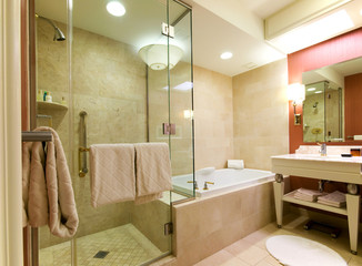 Luxury hotel bathroom.