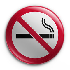 3d rendering of a badge with a no smoking sign