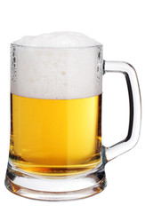 Mug of Beer with Froth. Isolated over White