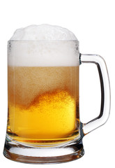 Mug of Beer with Froth. Isolated over White