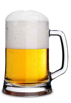 Mug of Beer with Froth. Isolated over White