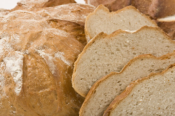 Pieces of bread, sliced, close-up