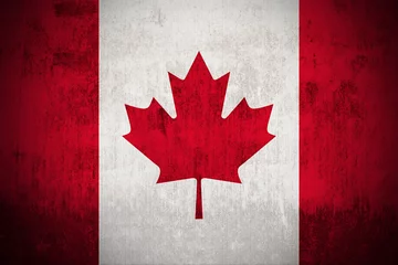 Foto op Canvas Verweerde vlag van Canada, geweven stof © Ruslan Gilmanshin