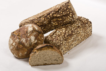 Pieces of bread, sliced, close-up