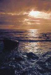 Fototapeta na wymiar wales gwynedd barmouth bay sunset over sea
