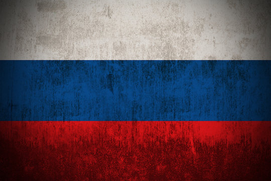 Weathered Flag Of Russia.., fabric textured