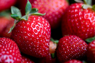 Macro photo of fresh sweet strawberries