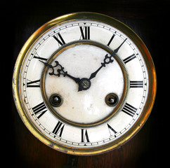 Antique clock face with roman numerals