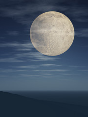 Naklejka na ściany i meble An evening full moon over the horizon.