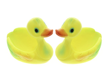 Rubber Ducks on Isolated White Background