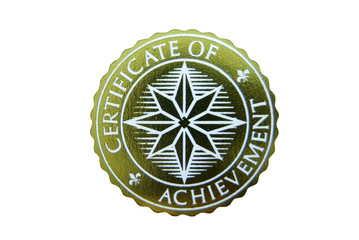 Certificate of achievement seal isolated on white