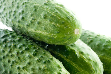 Fresh green cucumbers.