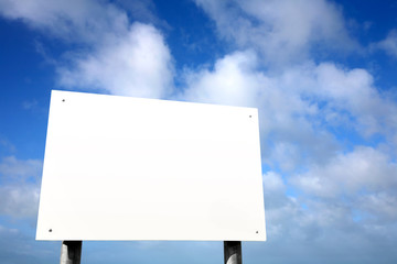 Large white blank sign.