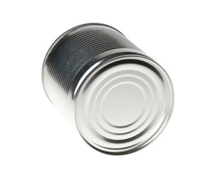 Blank tin can on white background