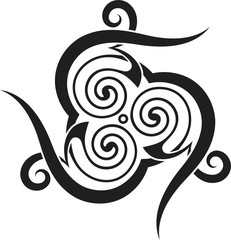 A celtic-style tattoo pattern with spirals and spikes.