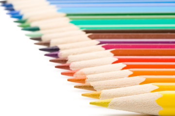 Color pencils on a white background