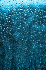 many drops on the window after rain