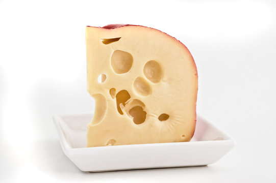 swiss cheese isolated close up shot