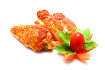 two roasted chicken wings isolated