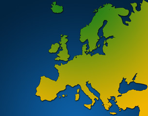 Colourful outline map of europe over blue background