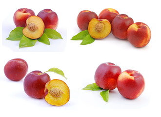 fresh nectarines on white background
