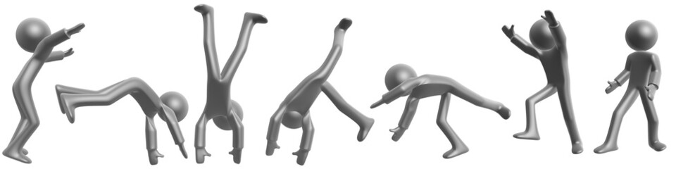 turnning action of black man isolated on white background