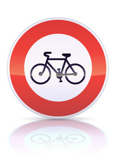 Accès interdit aux cycles (reflet métal)