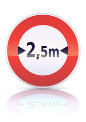 Accès interdit aux véhicules suivant la largeur (reflet métal)