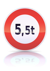 Accès interdit aux véhicules suivant le poids (reflet métal)