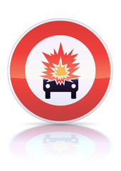 Accès interdit véhicules marchandises explosives (reflet métal)