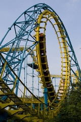 Roller coaster at an amusement park