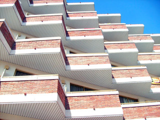 Balconies on Spanish tourist hotel