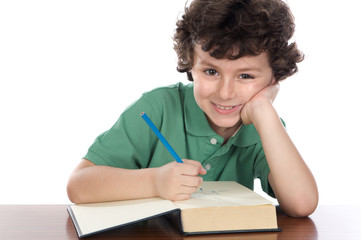 adorable child student a over white background