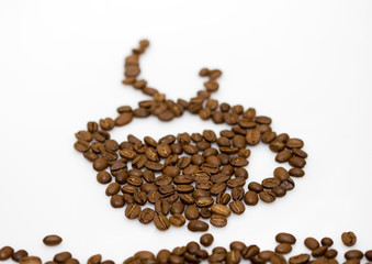 Coffee beans cup shape made with fresh roasted coffee
