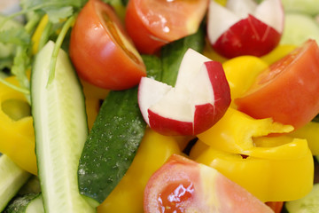 Cut fresh vegetables, close-up