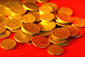 Golden Australian one and two dollar coins