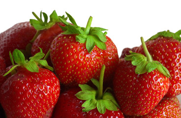 Fresh, ripe strawberry on a white