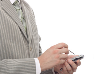businessman working with pda, copy space for the text