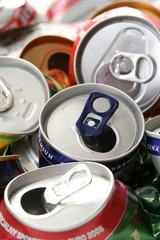 background of empty cans - recycling idea