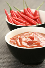 hot salsa mexicana with fresh chili peppers