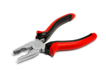 Pilers with red grips - isolated on white