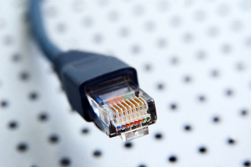 Macro shot of network connection plug RJ-45