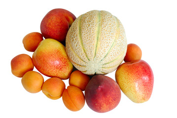 Fresh fruits isolated in white with path