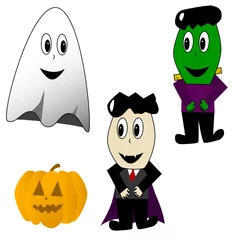 Fototapete Kreaturen Halloween-Zeichentrickfiguren