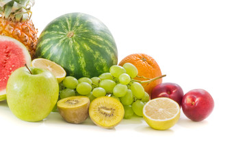 Fresh fruits isolated on a white background