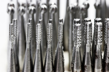 Set of dental drills closeup, selective focus